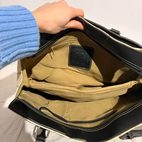 Coach Peyton Tattersall Plaid Shoulder Bag - Cream - Picture 7 of 8